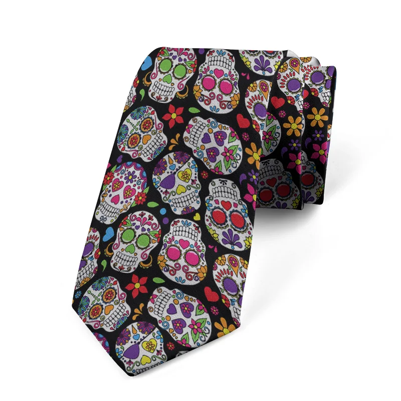 Fashion Skull Punk Men\'s Necktie Accessories High-quality 8CM Suit Wedding Party Tie Funny Happy Casual Geometry Necktie Men