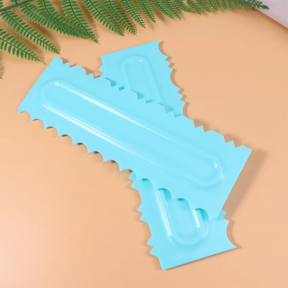 3 Pcs Double Edges Cake Smoother Scraper Icing Comb Pastry Butter Cream Spatulas Plastic Mousse Cream Edge Polisher for Bakery K