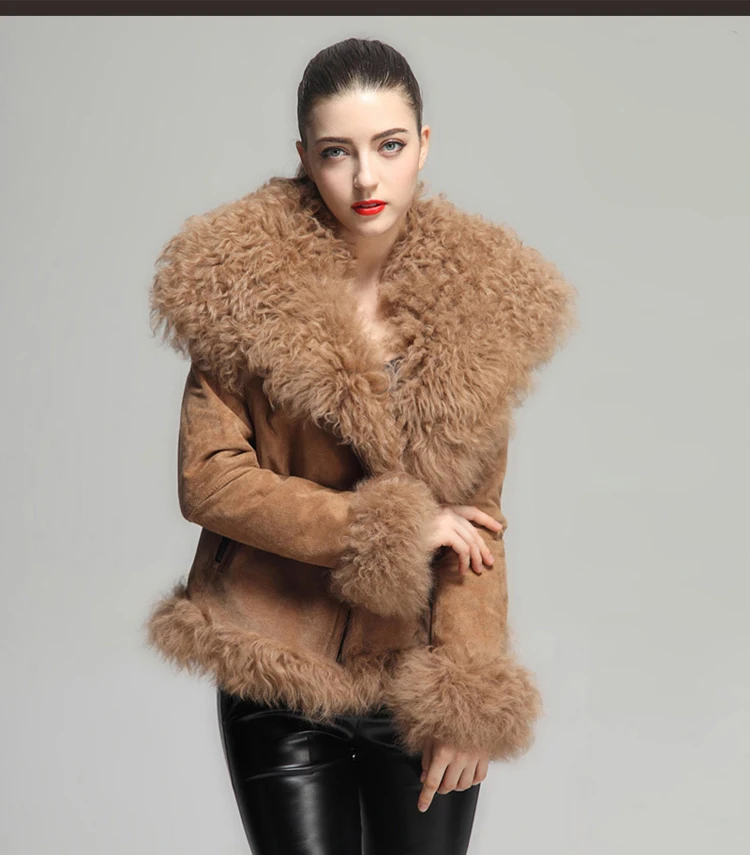 Rf1923C пальто из натурального овечьего меха женская модная зимняя куртка из натурального меха для дам размера плюс 3XL 4XL натуральная кожа замша куртка