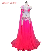 Подгонянная лента для танца живота бюстгальтер Сексуальная раздельная юбка Сетка Набор для женщин восточный индийский барабанный танец группа соревнований костюм сцена Wea