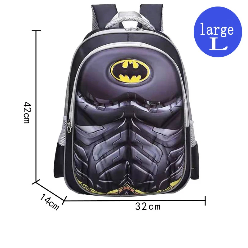 Новинка, школьный рюкзак с 3D рисунком, большой размер, много стилей, для мальчиков, водонепроницаемый, для детей, Человек-паук, сумка для книг, Детская сумка на плечо, ранец - Цвет: Bat  ( L )