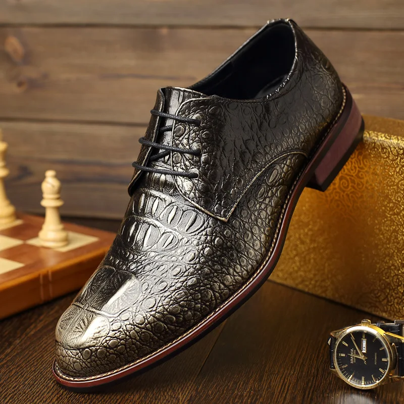 Najtaniej Brytyjskie męskie buty z prawdziwej skóry krokodyla klasyczne biznesowe obuwie moda sukienka wykonana ręcznie mieszkania buty oksfordzie jkm