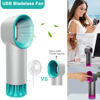 

New Electric Bladeless Fan Portable Cordless Usb Charging Mini Handheld Fan Handheld Mini Cooler No Leaf Handy Fan