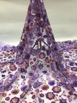 

newest muti color sequin Modern design French net lace fabric African sequins lace embroidery tulle lace fabric for party dress