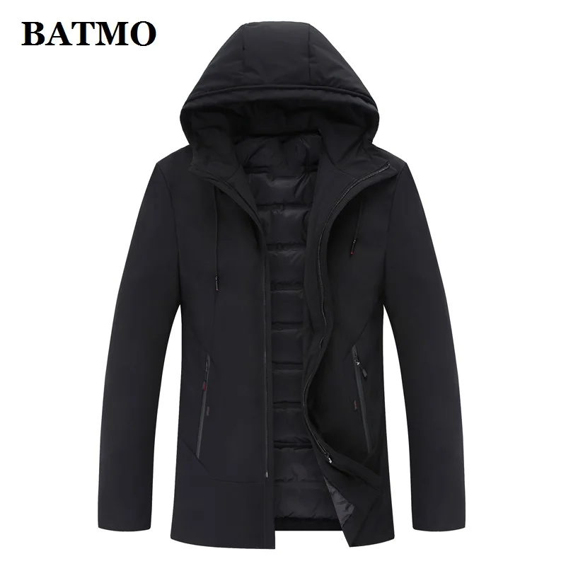 BATMO 80% белый утиный пух с капюшоном куртки для мужчин мужские толстые пуховики