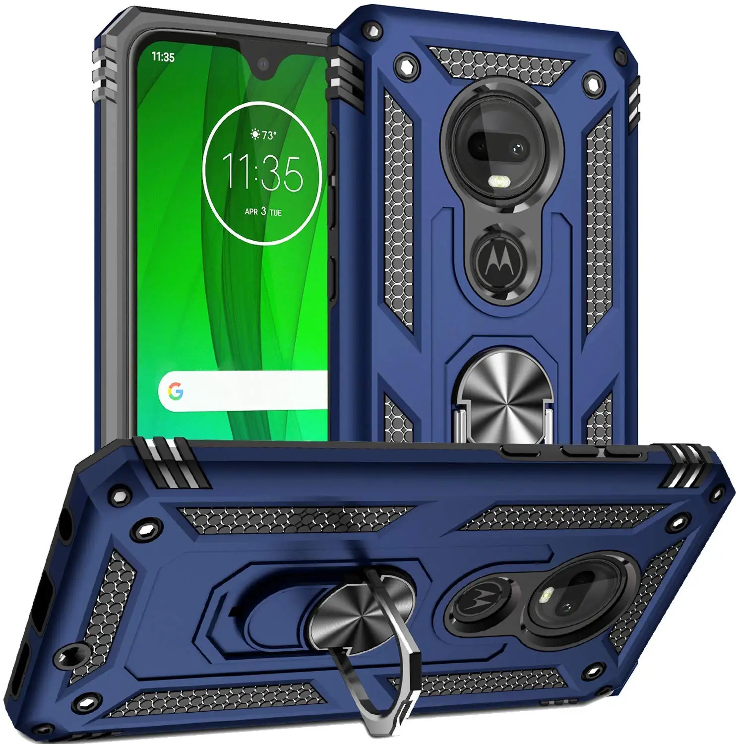

for Motorola Moto G7 G6 G8 Plus G7 Power Case,Military Grade 15ft. Drop Tested Protective Kickstand Magnetic Car Mount Case