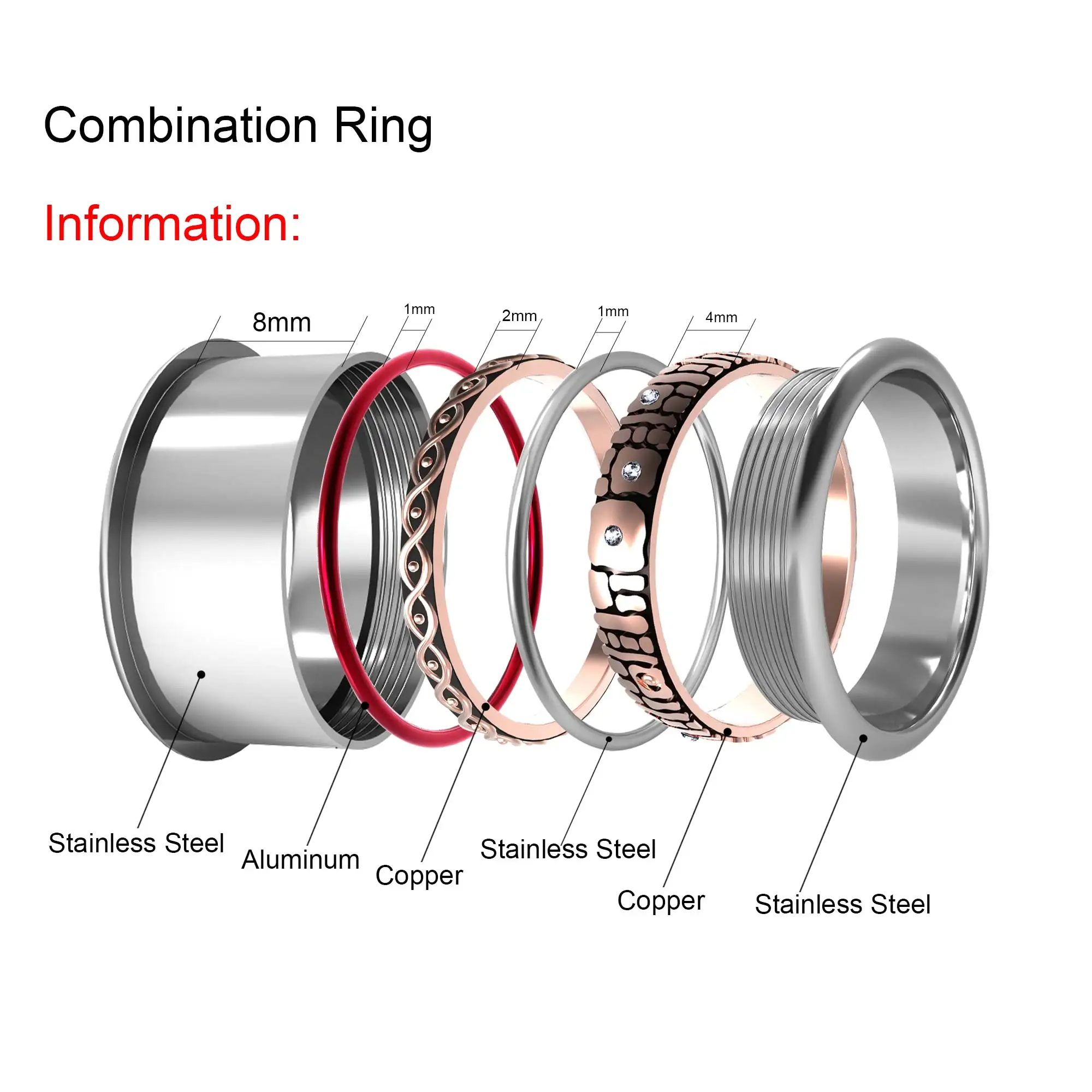 

Индивидуальное штабелируемое кольцо Koaem из драгоценных камней, кольцо с бесконечной вставкой из суперпроводника для женщин, кольца с камне...