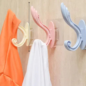 

Creative Seamless Hook Nordic Feather Style Hanger Hook Anti-skid Double Hook Design Clothes Door Hook Multi-purpose Hooks
