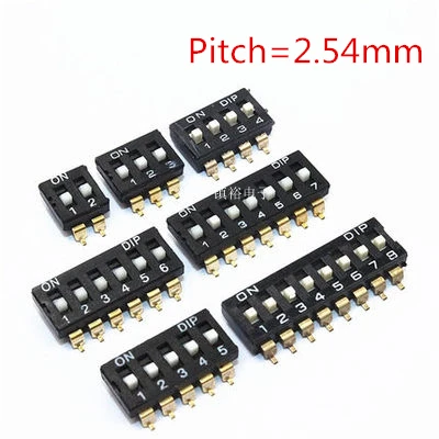 SMD Pitch 2.54mm DIP-переключатель SMD Тип PTH Тип шаг = 1,27 мм, 2,54 мм 2P 3P 4P 5P 6P 8P SIP переключатель состояния переключатель черный красный синий - Цвет: SMD Pitch 2.54mm