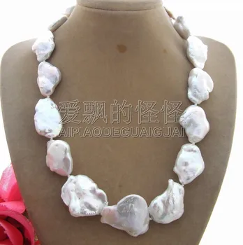 

N013003 Rare Natural 20-30MM White Keshi Pearl Necklace