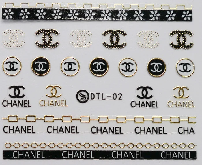 10 шт./партия Золотые/Серебряные наклейки для ногтей фирменный логотип стикеры 3D на ногти Nail Art наклейки украшение для маникюра «сделай сам» инструменты 6 типа - Цвет: Gold DTL-02