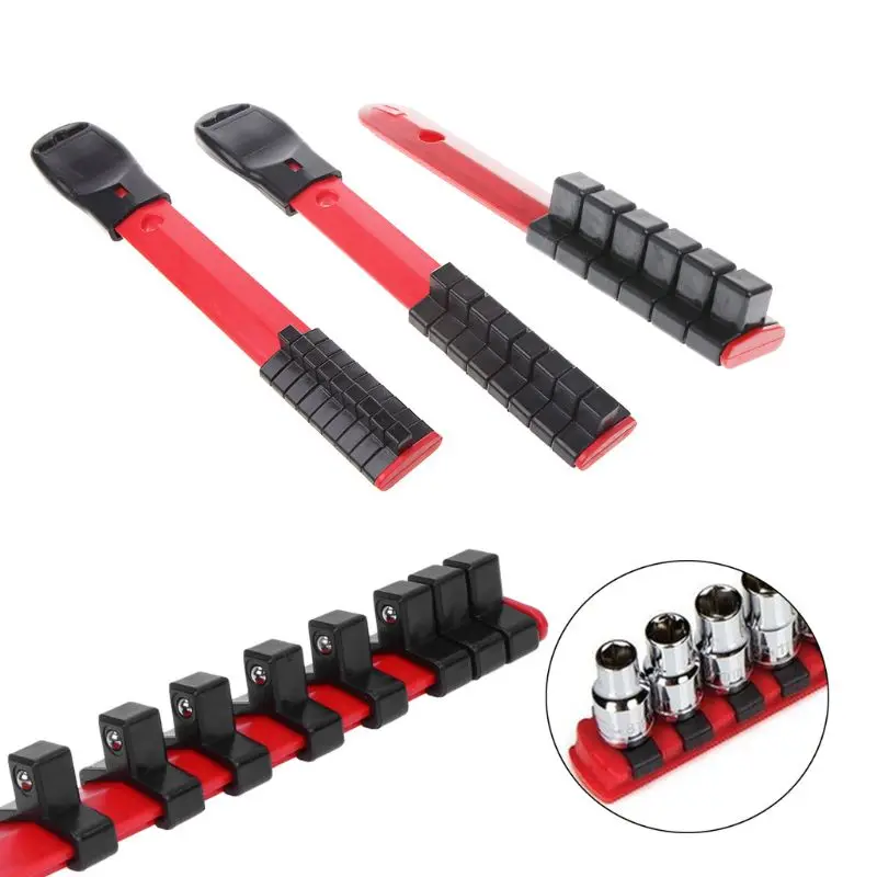 

3Pcs/ Set 1/4" 3/8" 1/2" Plastic Socket Rack Storage Drive Rail Tray Holder