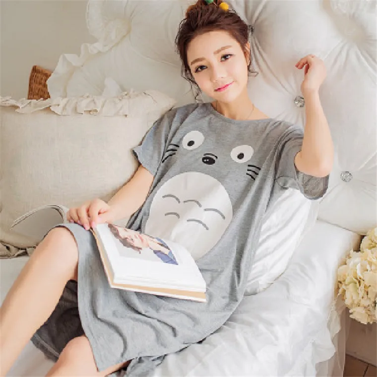 

2020 Summer Korean-style Qmilch Short Sleeve Nightgown Plus-sized Increase the Fat Mm Pajamas Casual Cartoon Tracksuit-Outer Wea
