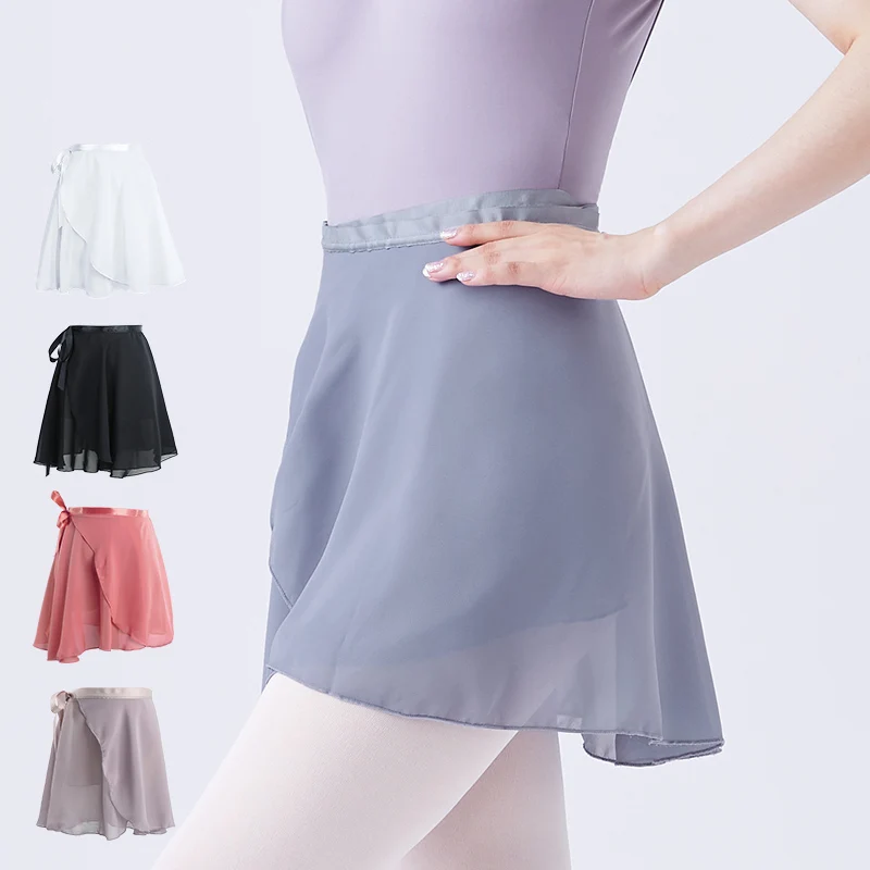 Girls Women Chiffon Ballet Dance Tutu Skirt Women Girls Gymnastics Wrap Skirt Training Ballet Skirts