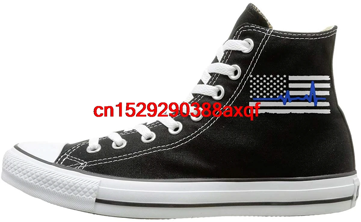 

Canvas Shoes Police HeartBeat Thin Blue Line Classics High-Top Lace Ups Sneaker For Men's Women's