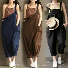 Plus Size Summer Rompers Womens Jumpsuits Vintage Sleeveless Backless Casual Loose Solid Overalls Strapless Paysuits