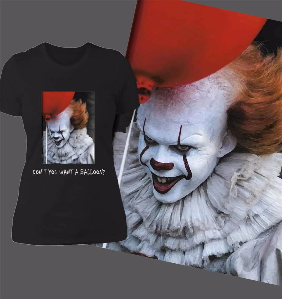 Женская футболка с ужасом It Pennywise черная клоуном Стивеном Кингом быстрая
