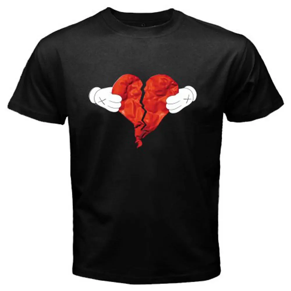 Новая мужская черная футболка Kanye West 80 s и Heartbreak Album Cover размер S-3XL из 100% хлопка топы