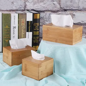

Retro Bamboo Tissue Box for Home Office Desktop Wooden Paper Towel Box Hotel Napkin Wood Holder Household Type Canister