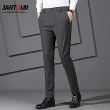 Новое поступление, мужские повседневные деловые брюки, мужские брендовые Стрейчевые брюки средней длины, прямые черные брюки, большие размеры 28-38