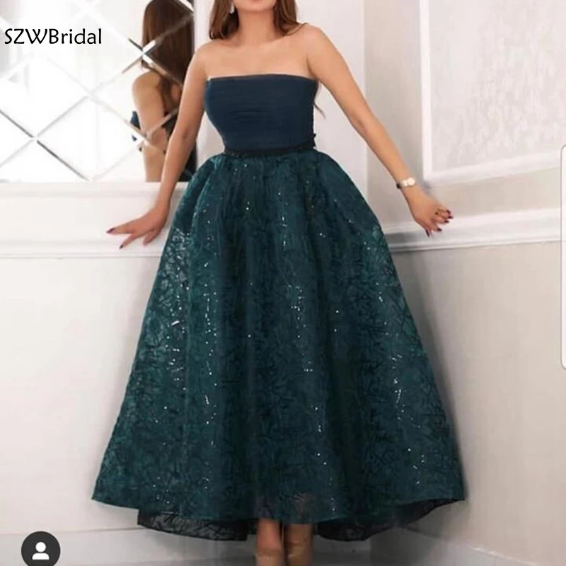 

New Arrival Short evening dress 2019 Lace evening gowns Arabic Muslim evening dresses Plus size robe de soiree courte