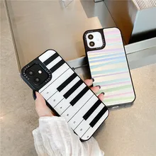 13 Case Luxury Piano Key Printed Glass Protector Cover for iPhone 12 Pro Max XR XS 7 8  Plus XS MAX 11 SE 2020 6 Plus 6s Cases