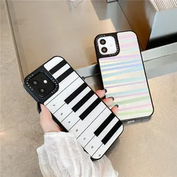 13 Case Luxury Piano Key Printed Glass Protector Cover for iPhone 12 Pro Max XR XS 7 8  Plus XS MAX 11 SE 2020 6 Plus 6s Cases