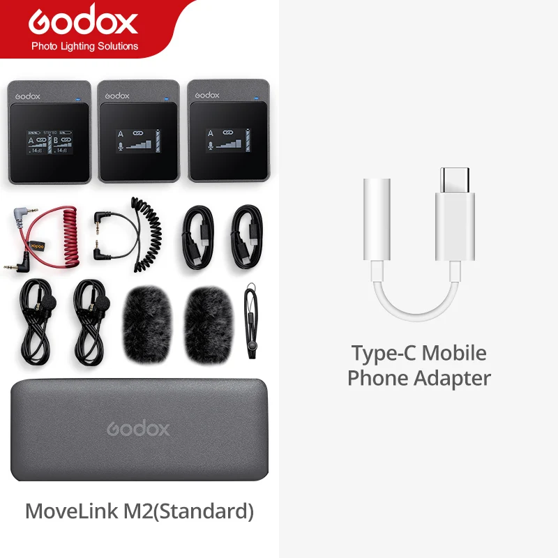 Godox MoveLink M1 M2 2.4GHz Wireless Lavalier Microphone for DSLR Cameras Camcorders Smartphones, and Tablets for YouTube 