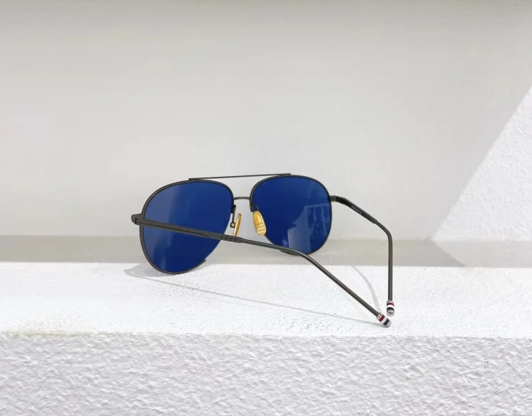 New THOM Brand Fashion Sunglasses Vintage Oval Double-beam Pilot Frog-shaped Men's Women's UV Protection Glasses Driving Gafas