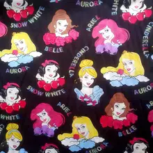 140 см ширина принцесса голова коллекция черный хлопок атласная ткань для девочек платья рубашка пижама рубашка и брюки Швейные DIY-BK779