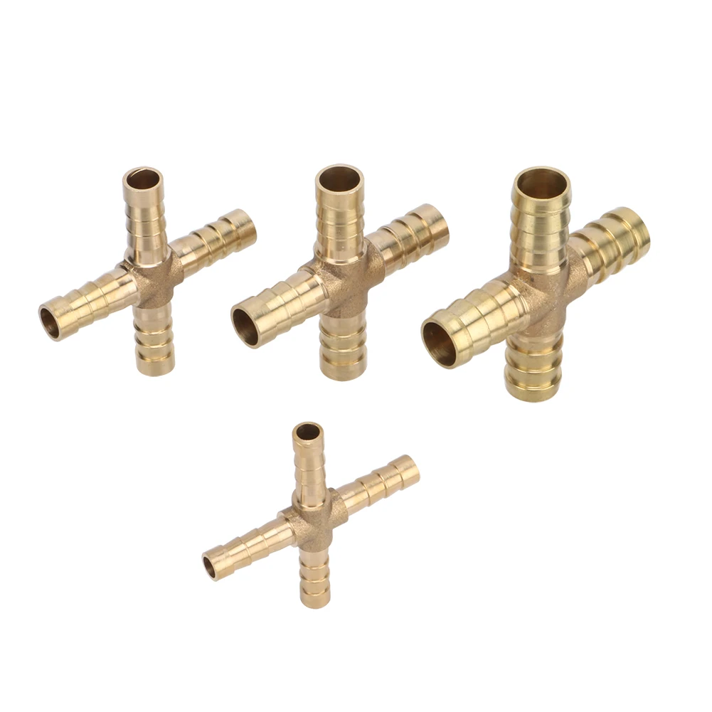 

3Pcs Brass Barb Pipe Fitting 4-Way Cross Connector 6/8/10/12mm Inner Diameter Coupling Garden Irrigation Water Tube Fittings