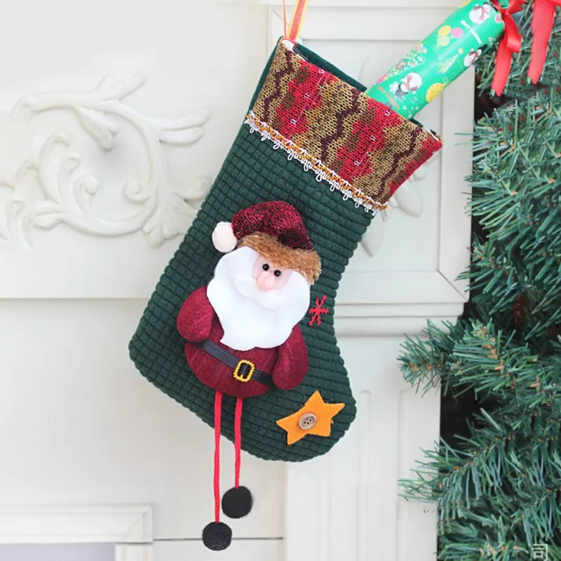 Christmas Tree Decoration Cute Cartoon Big Stockings Party Ornaments Santa Claus Snowman Gift Bag