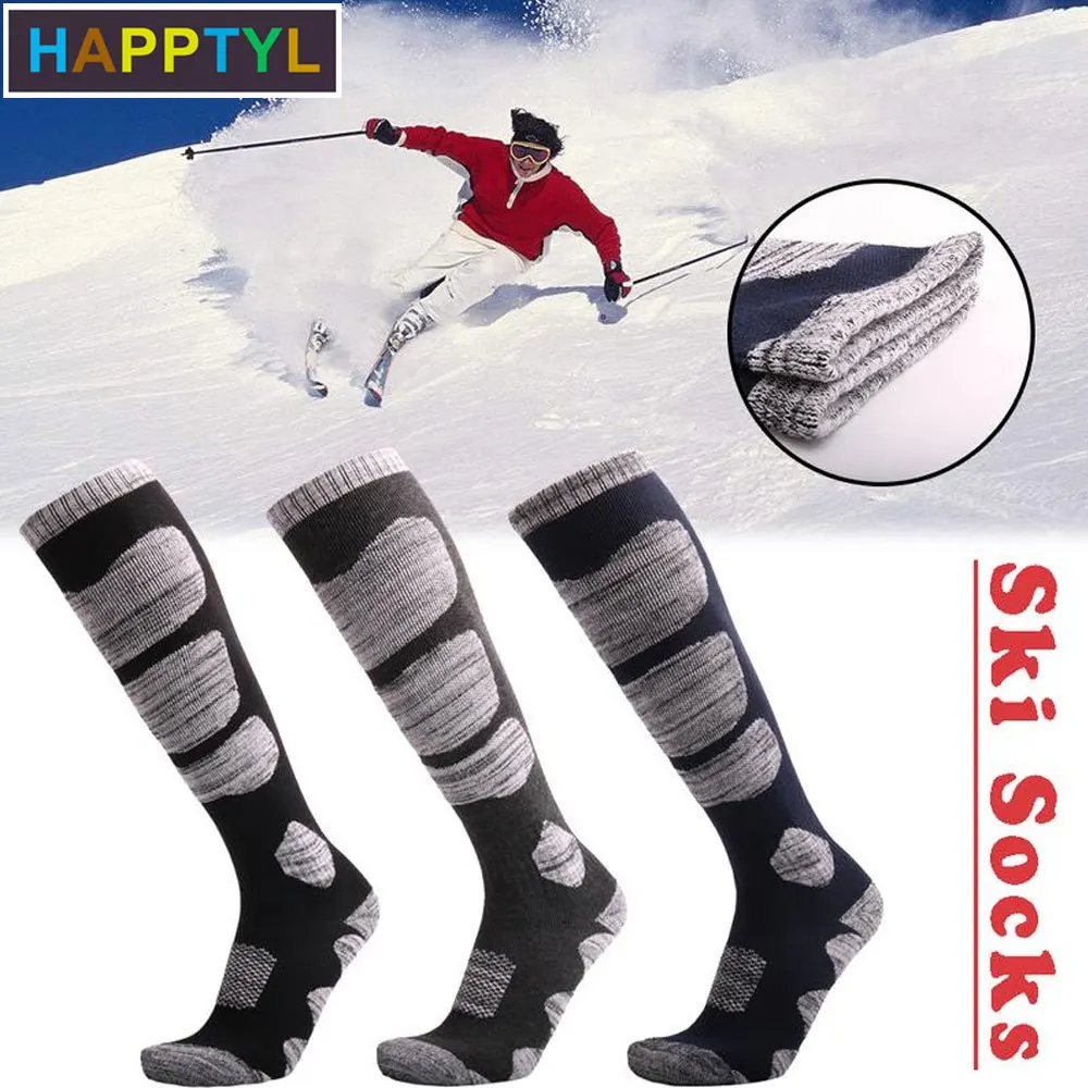 HAPPTYL 1Pair Thicken Ski Socks for Skiing, Snowboarding, Cold Weather, Winter Performance Socks