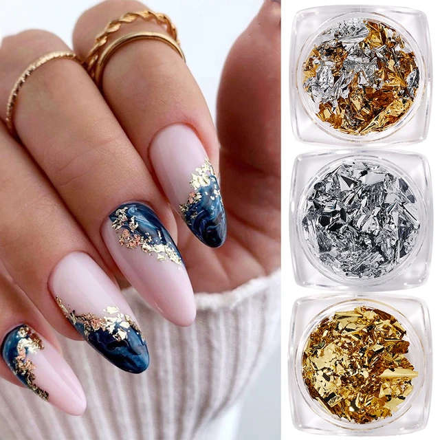 Gold Silver Irregular Aluminum Foil Paper Nail Art Sticker Nail Foil 3d  Glitter Diy Manicure Uv Gel Polish Nail Decoration Tools - Stickers &  Decals - AliExpress