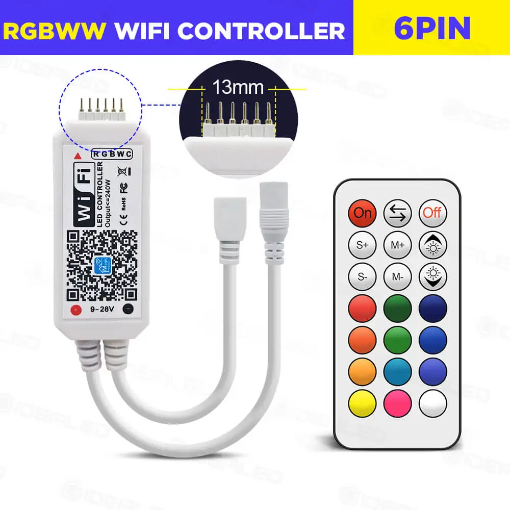 WIFI RGBWW 6PINS RGB RGBW RGBWW Wifi светодиодный светильник с контроллером беспроводной ИК-пульт 12 в музыкальный мини-контроллер для светодиодной ленты светильник - Цвет: WIFI RGBWW 6PINS