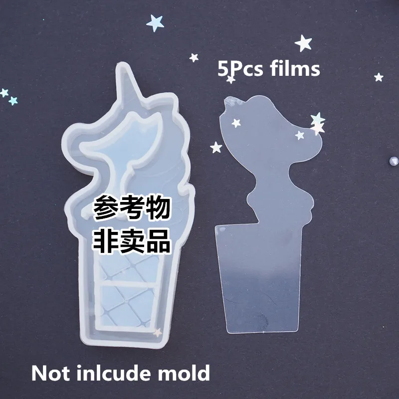 5Pcs films New Shaker Molds Quicksand Dessert Machine Pumpkin Epoxy Resin Molds Silicone Mold Wand Oil Syringe Craft Pendant Tools - Color: 5Pcs films