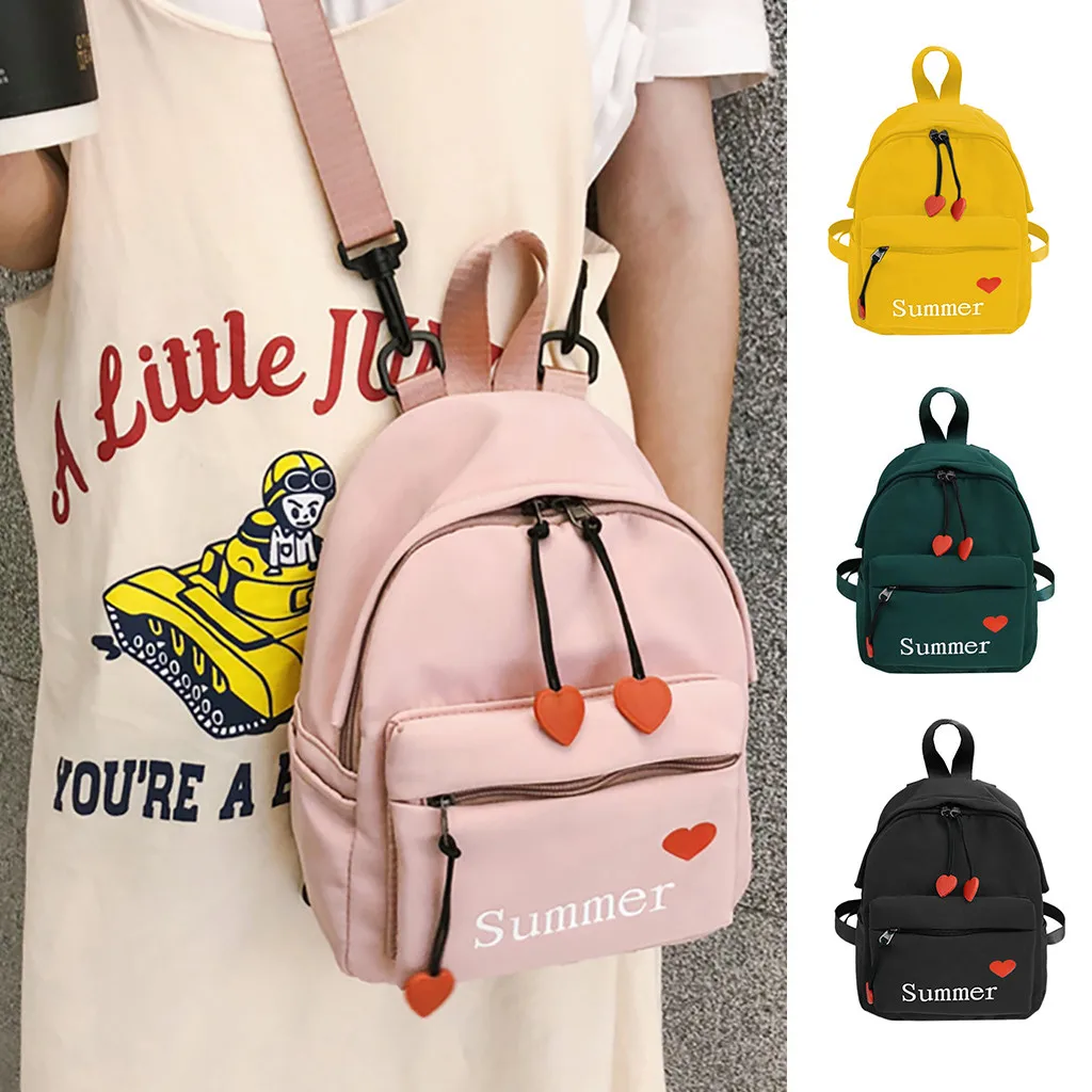 

Solid backpack for teenage College Women's Fashion Backpack Waterproof Nylon Bag Love Letter Shoulder Bag SchoolBag