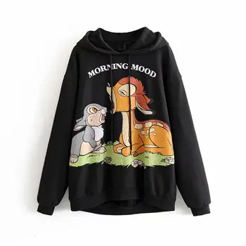 

Cartoon Hoodie Women Winter Warm Long Sleeve Hooded Sweatshirt Harajuku Casual Hoodies Loose Funny Female Pullover