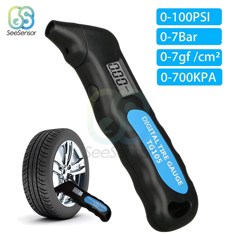 

TG105 LCD Display Digital Car Tire Tyre Air Pressure Gauge Meter Manometer Barometers Tester for Car Truck Motorcycle Bike