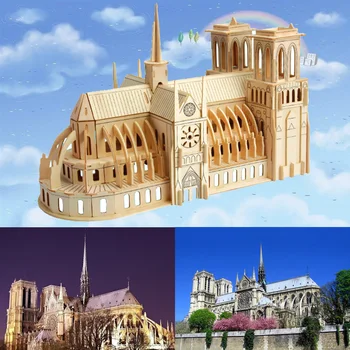 

Simulation Notre Dame Cathedral Paris Building Model Kit 3D Wooden Puzzle Craft Decoration Souvenir for Children Kids Adult Gift