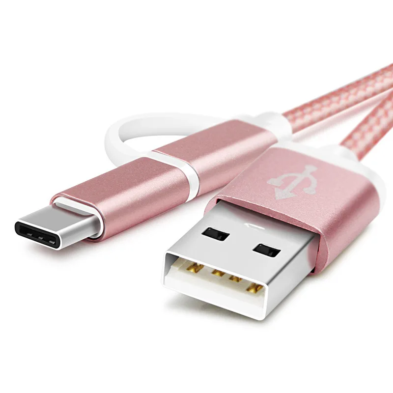2 в 1 кабель Micro USB для быстрой зарядки кабель usb type-C для samsung Xiaomi Oneplus huawei P9