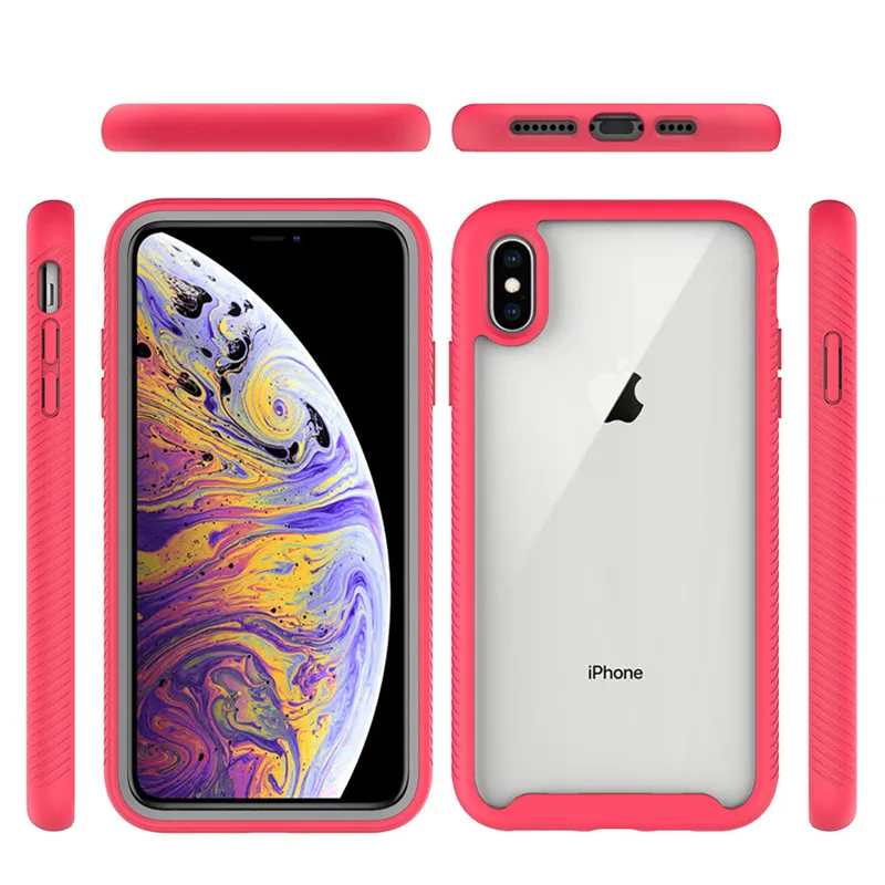 Прозрачный ТПУ чехол для телефона IPhone XS MAX XR 8 7 6 Plus samsung S10 Plus устойчивый к царапинам акриловый верхний и нижний чехол