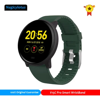 

IP68 Waterproof Bluetooth 5.0 Sport Wristband Running Pedometers Smartwatch for Android IOS Fitness Tracker V15S Black/Green