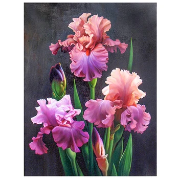 

DIY 5D Diamond Painting Flower Diamond Mosaic Iris Flower 3D Diamonds Embroidery Full Flower Laying Picture Of Rhinestone AA409