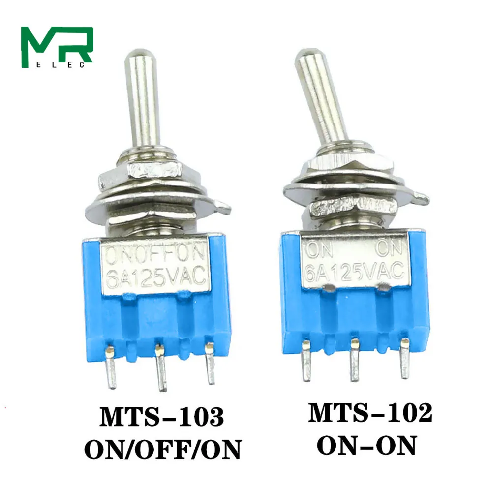 2pcs x Mini 6A 125V AC SPDT MTS-102 3Pin 2 Position On-off Toggle Switch