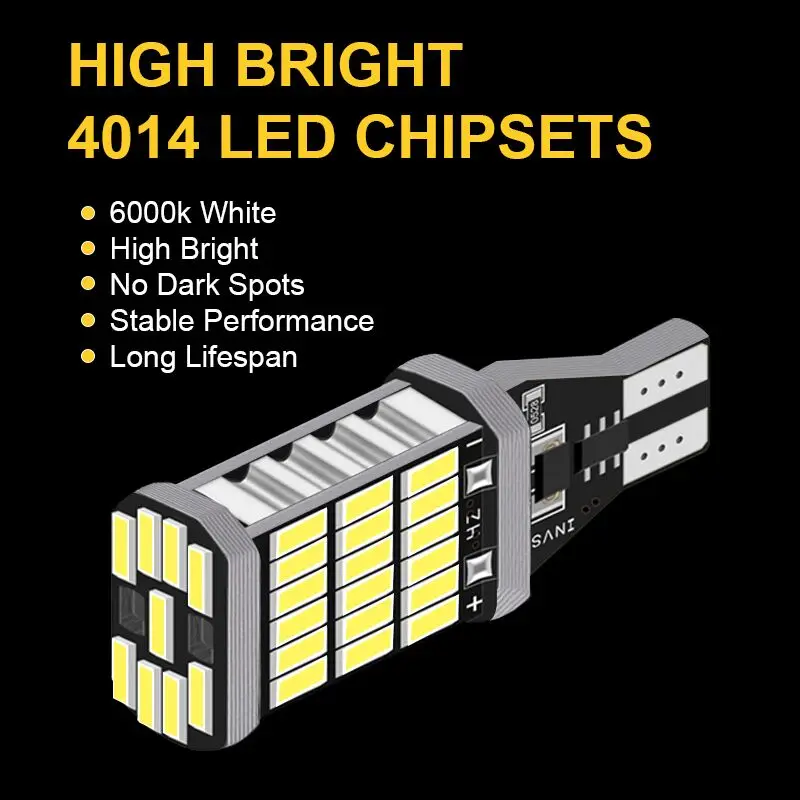 2x T15 W16W светодиодный Авто Лампы CANBUS белый 4014SMD обратный светильник нет ошибок для