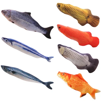 

USB Charging Electronic Pet Cat Toy Catnip Fish Shape Cat Toy Plush 3D Carp Stuffed Pillow Doll Scratch Board