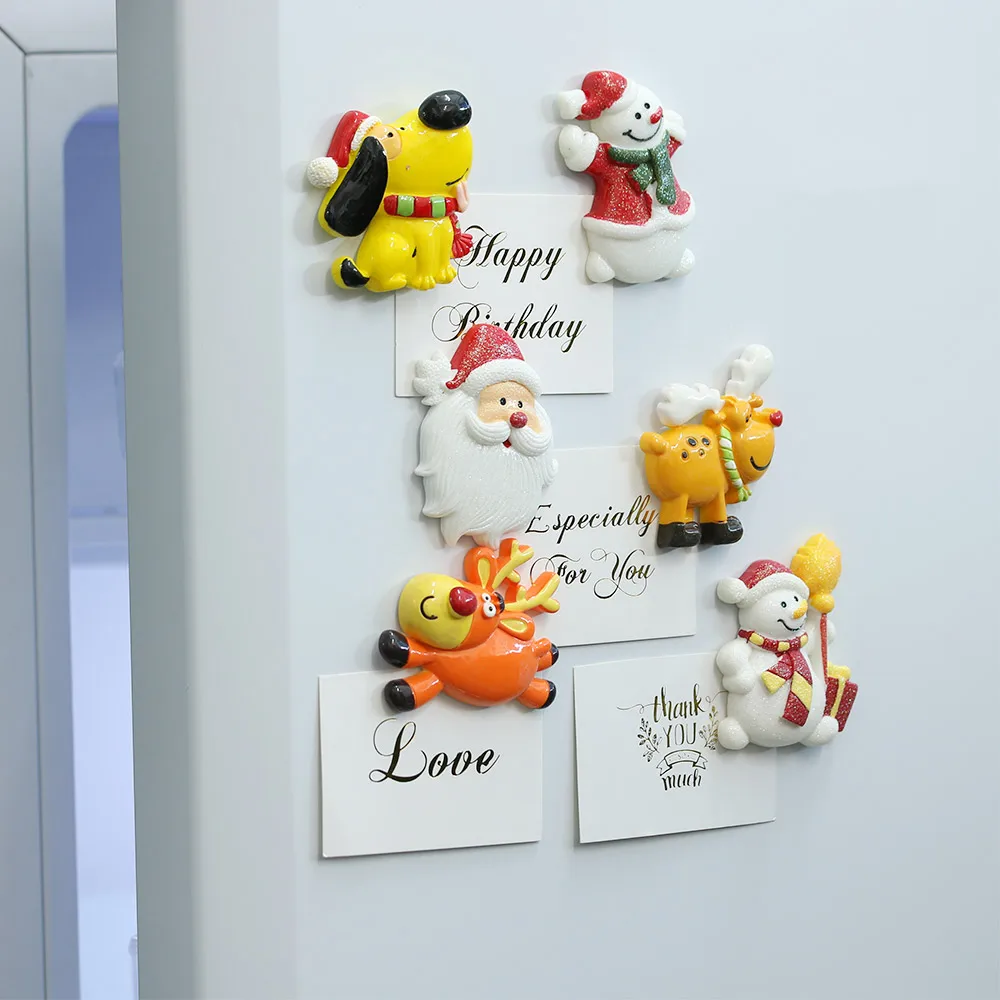 

1 PC Christmas Cartoon Shape Magnetic Sticker Christmas Handmade Snowman Santa Claus Deer Fridge Magnet Refrigerator Decor