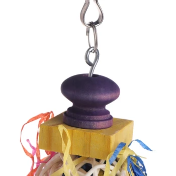 

Parrot Bird Rattan Woven Play Toy Hanging Cage Bell Bite Chewing Colorful Strips LX9C