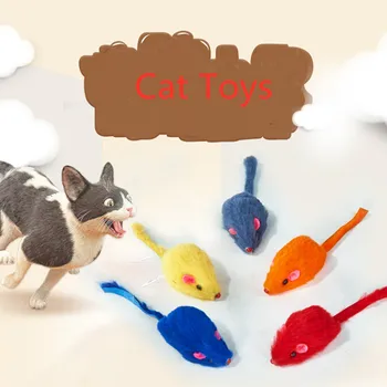 

Hot 1/5/10Pcs/Set Funny Rabbit Fur False Mouse Pet Orange Cat Toys Mini Funny Playing Toys For Cats mimi Kitten Pet Accessories